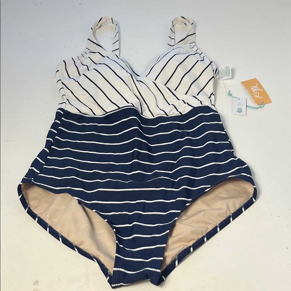 Striped Navy and White One-Piece Swimsuit - Women Swim